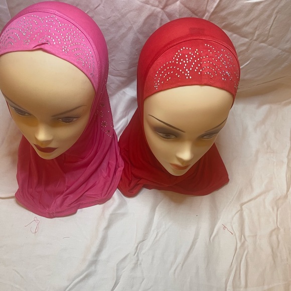 Muslim one piece kids hijab lslamic girl solid Scarf Arab head Wrap Hat - Picture 2 of 12